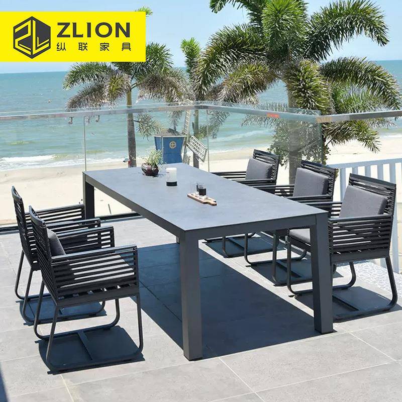 户外别墅庭院花园桌椅酒店露台民宿加粗款岩板餐桌家具防晒藤椅套