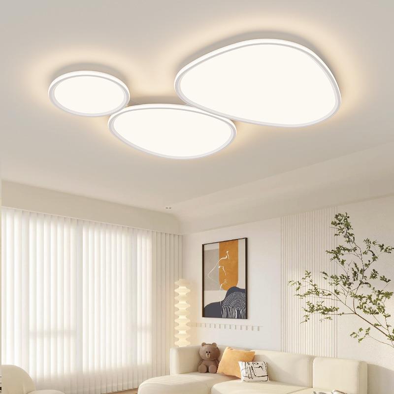 极简护眼客厅主灯2024新款现代简约大气鹅卵石卧室吸顶灯中山灯具