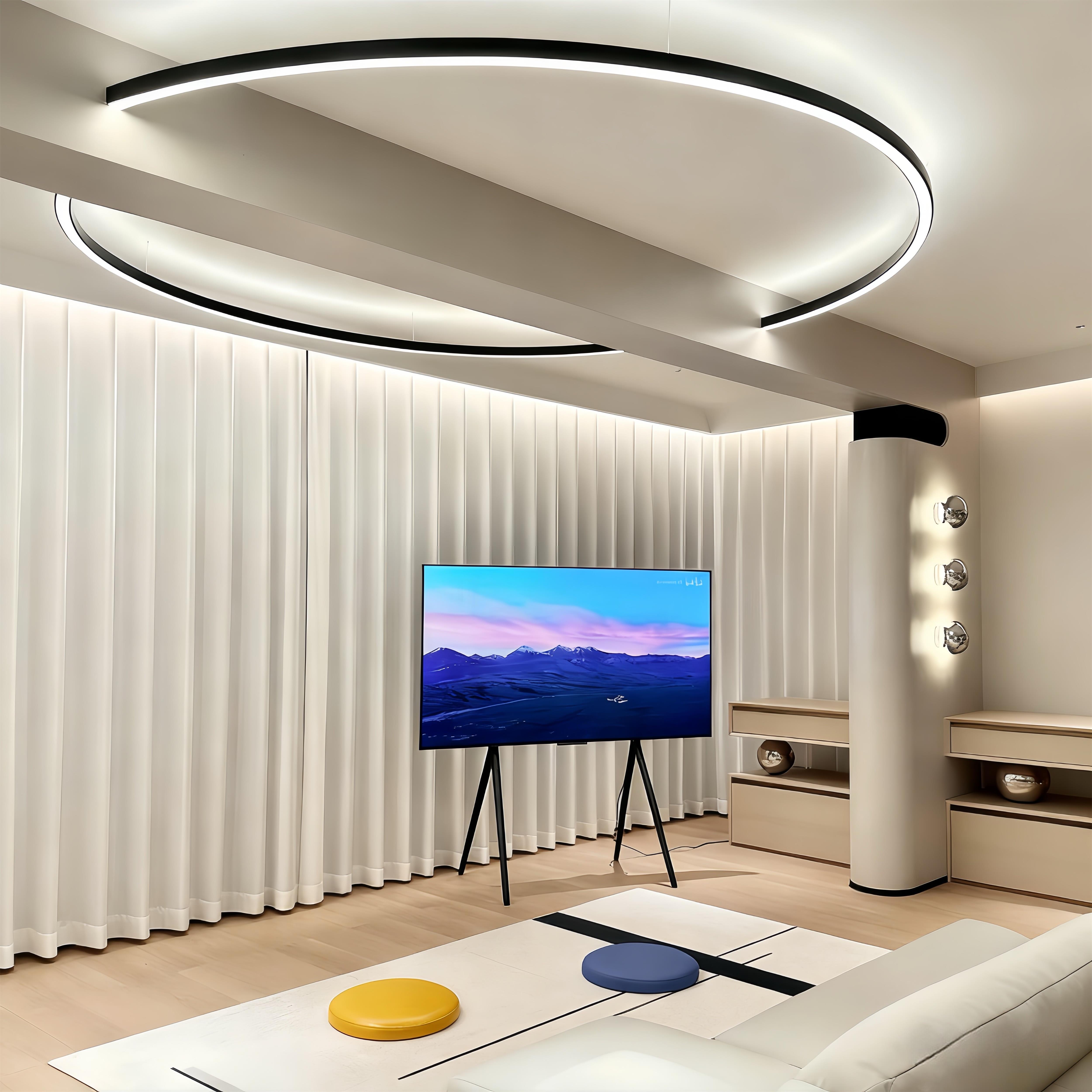 定制设计师客厅穿梁圆环形吊灯办公室商场健身美容场所简约铝材灯