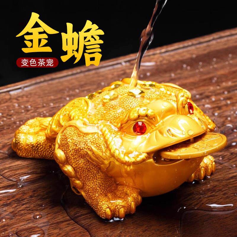 金蟾茶宠精品可养摆件变色招财貔貅茶具配件茶桌茶玩金蝉茶台蟾蜍