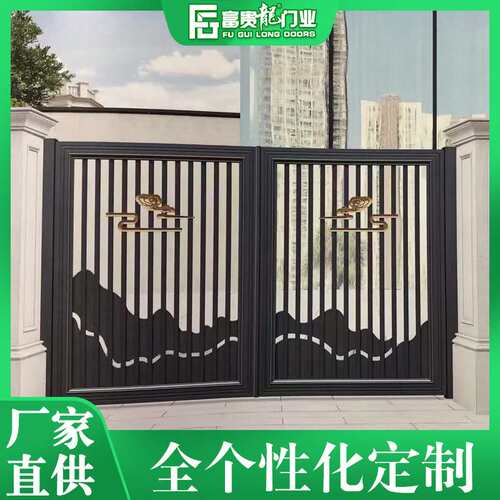 厂家直售现代精美花园门 电动平开铝合金大门 别墅大门花园防盗门