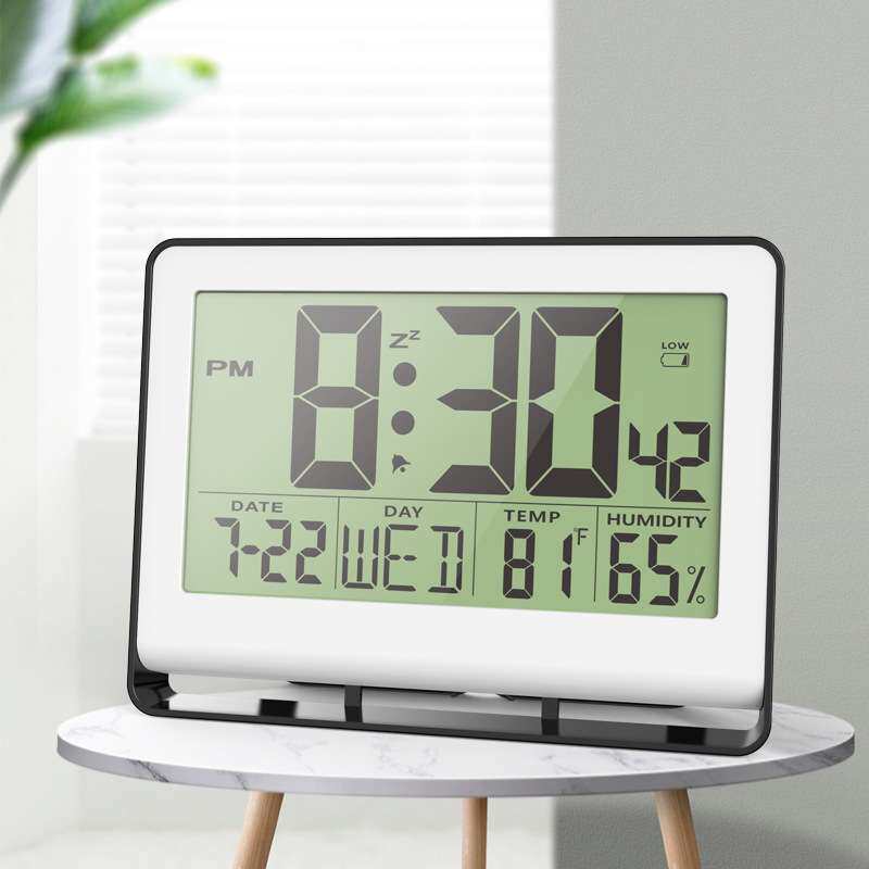 创意简约挂钟静音台式壁挂万年历电子钟老年温湿度闹钟台钟大屏幕