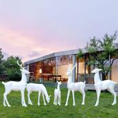 玻璃钢雕塑抽象几何鹿花园林别墅商城美陈景观动物装 饰品麋鹿摆件