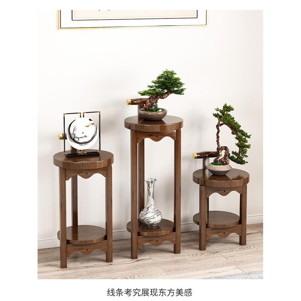 客厅花架花架中式入口台灯架实心圆形落地花瓶架陈列架彷实木花盆