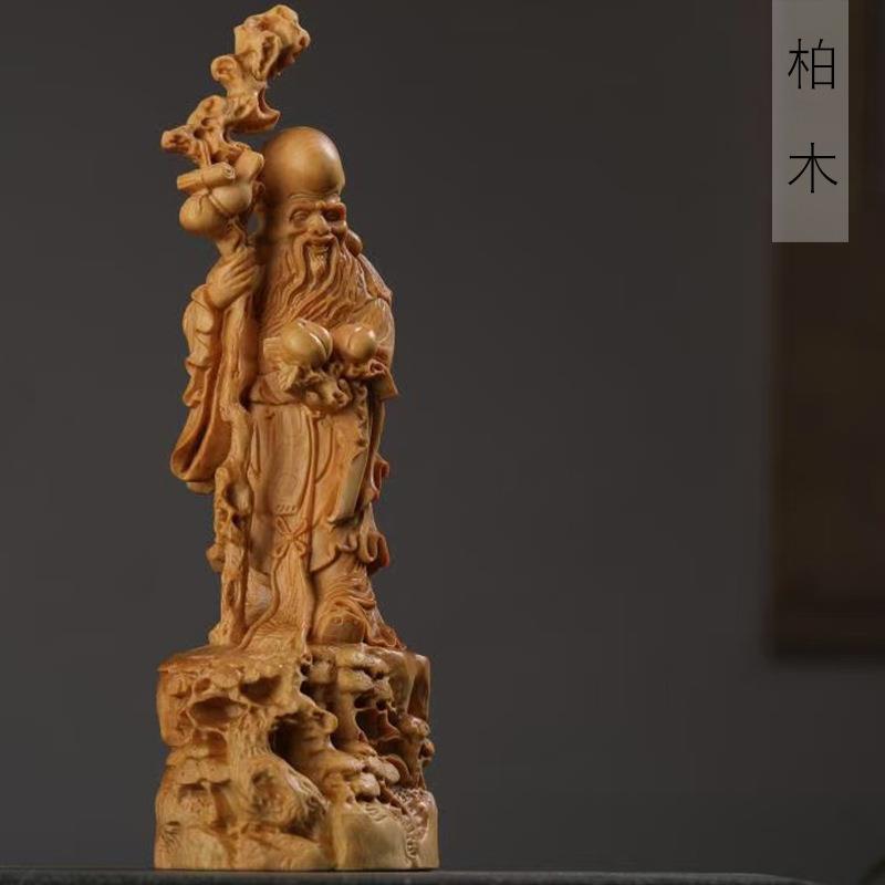 柏木雕刻寿星公款摆件摆设规格7×6×20家居客厅装饰工艺品厂家