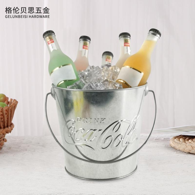 格伦贝思原色镀锌铁皮桶 家用酒店餐厅香槟桶 户外手提冰桶水桶
