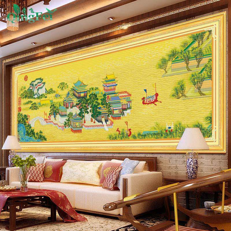 青飞精准印布新款清明上河图金明池十字绣手工大幅风景经典名画图片