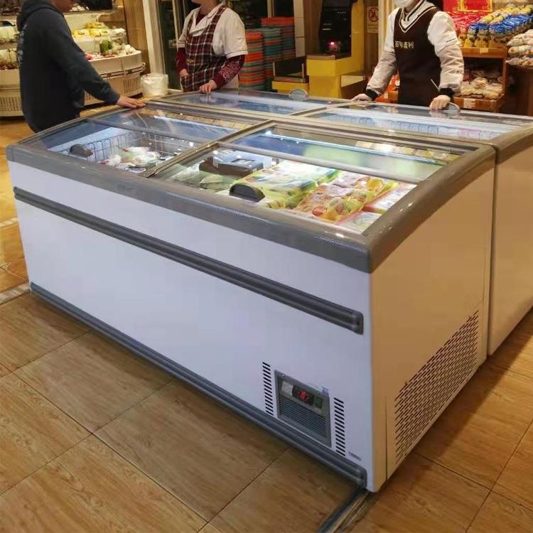 冷冻预制菜柜超市海鲜汤圆水饺冰柜 组合岛柜 透视型冷冻柜chest