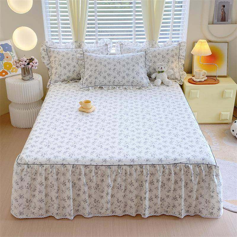田园小碎花100纯棉床裙全棉韩版床裙单件亲肤床罩纯棉裸睡高支密