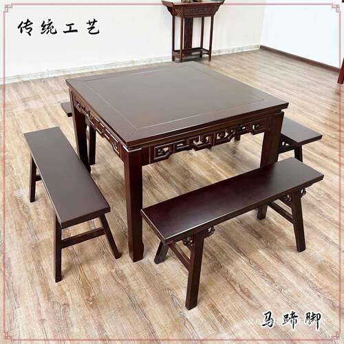 八仙桌实木方桌子客厅家用农村中堂老式实木餐桌饭店圆形正方形桌