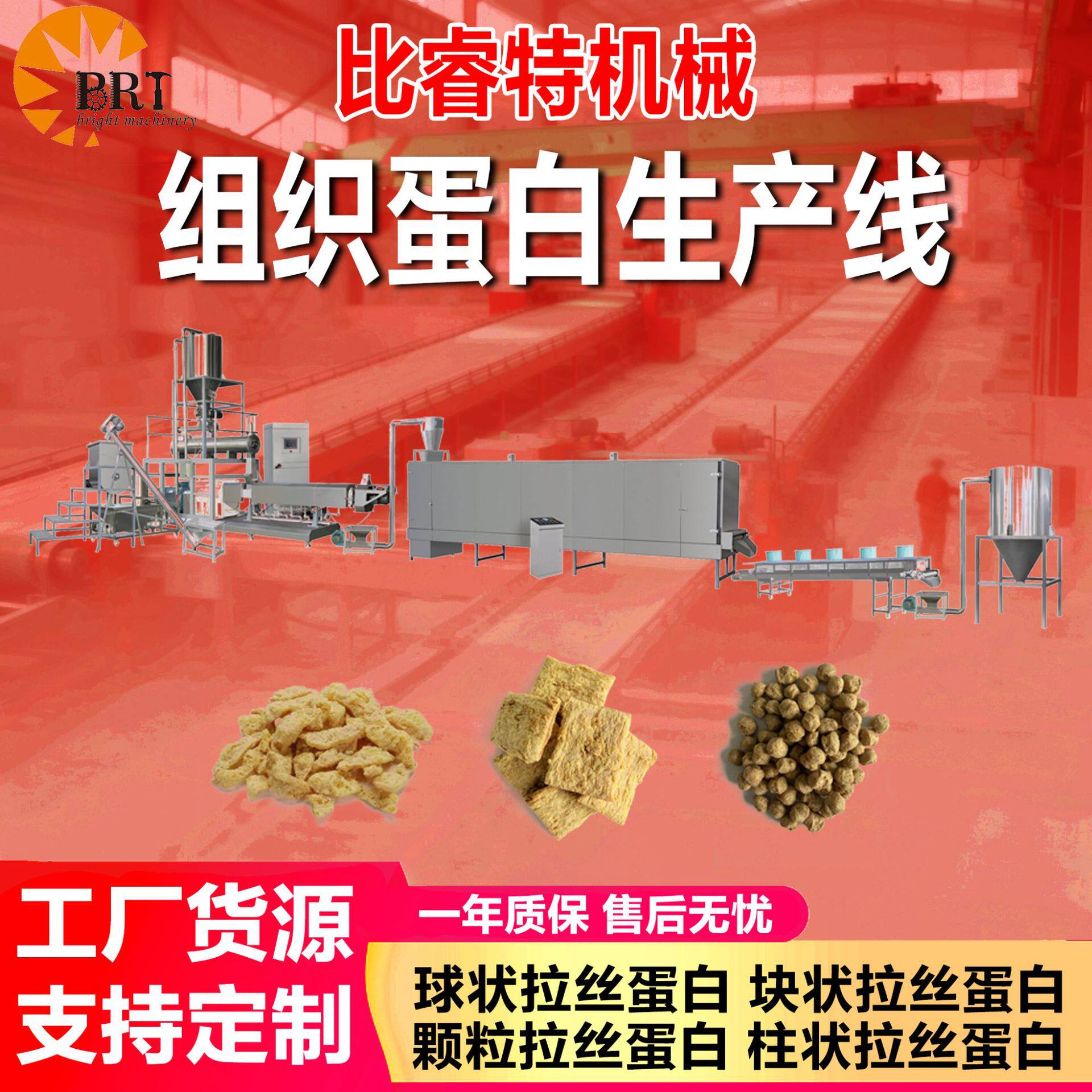 大豆组织拉丝蛋白生产线小麦花生蛋白加工设备素肉蛋白挤出机