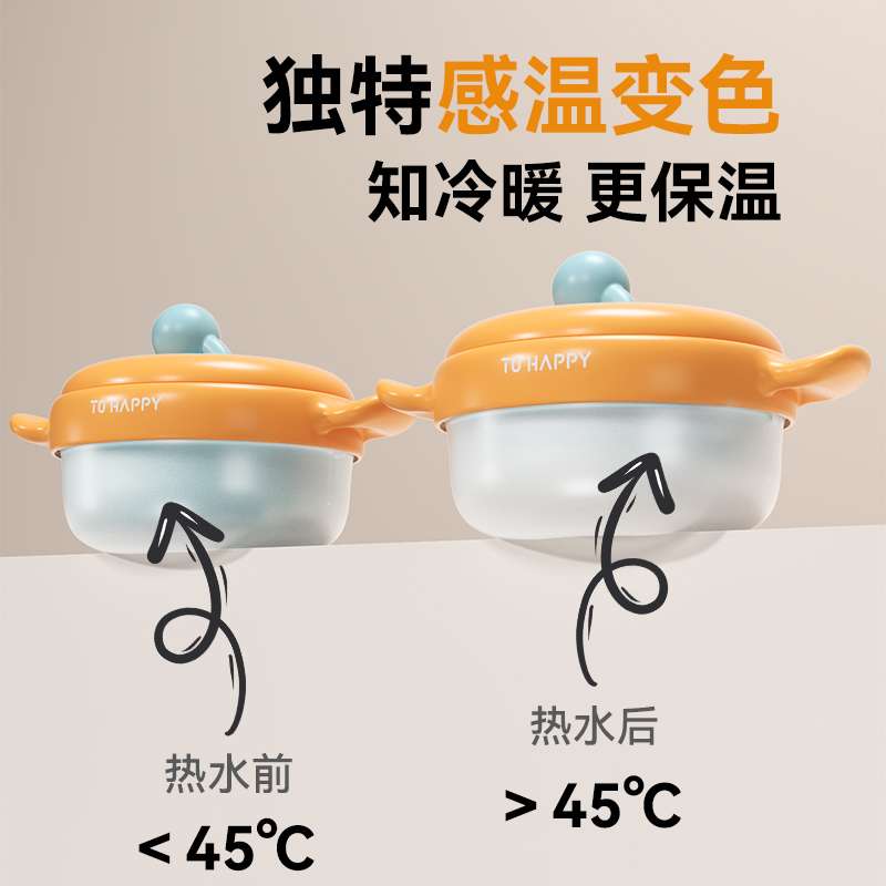 婴幼儿辅食碗儿童吃饭碗防摔防烫不锈钢吸盘碗宝宝注水保温碗