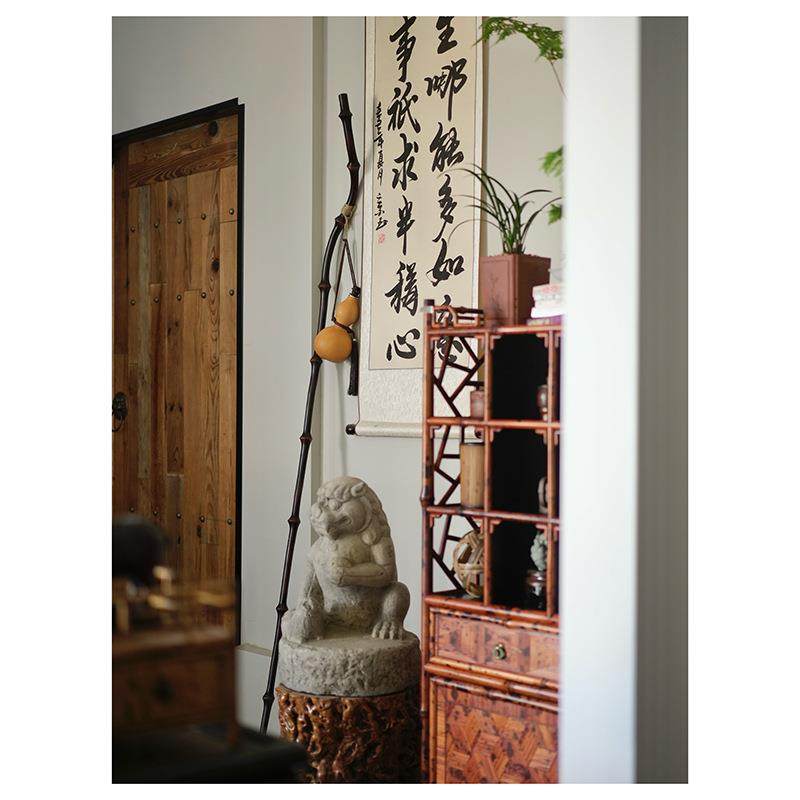 天然筇竹文玩空间苏东坡文人杖 防滑登山杖带葫芦