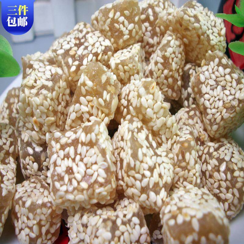 广东潮汕特产明糖圆芝麻软糖韧性牛皮芝麻软糖休闲明糖圆特色小吃
