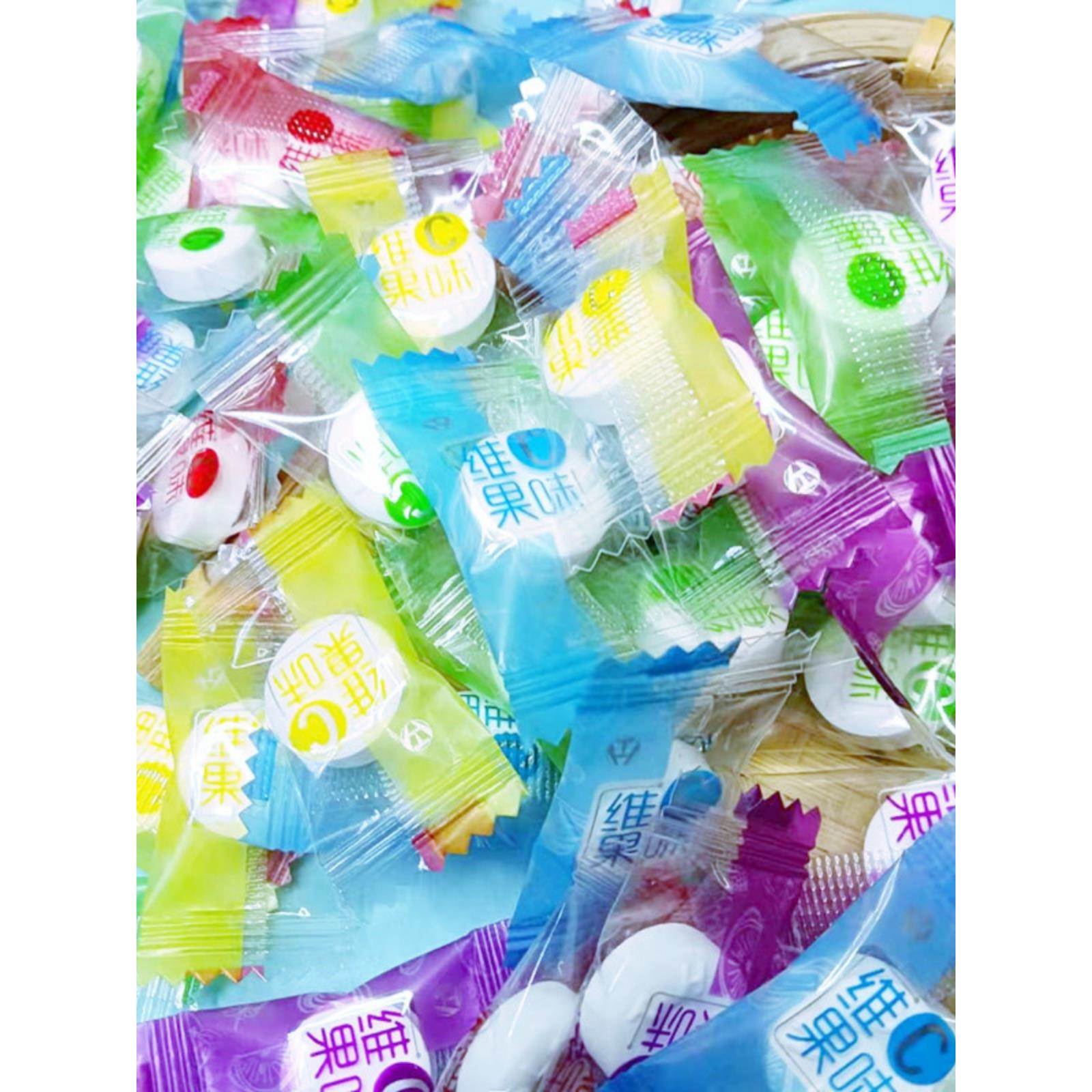 维C无糖型薄荷糖火锅店凉爽口气清新年货混合水果味接吻咀嚼含片