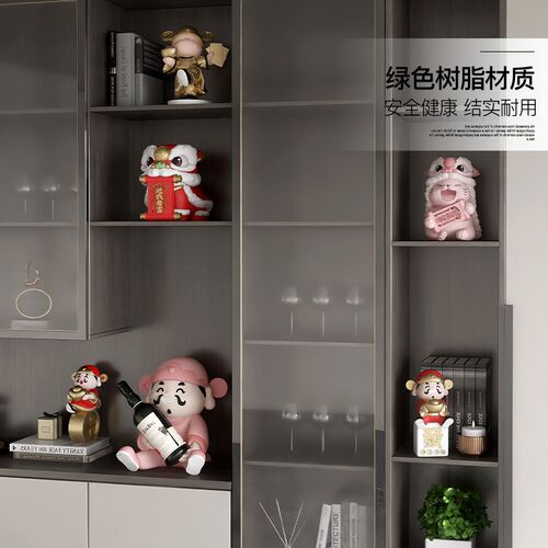 国潮醒狮酒柜装饰摆件家居装饰品轻奢客厅电视柜玄关摆设乔迁礼物