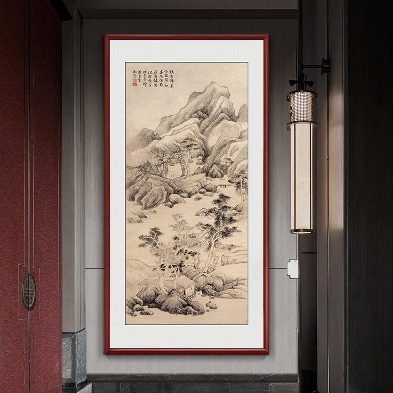 入户过道玄关装饰画酒店大堂走廊新中式壁画售楼处样板间墙壁挂画