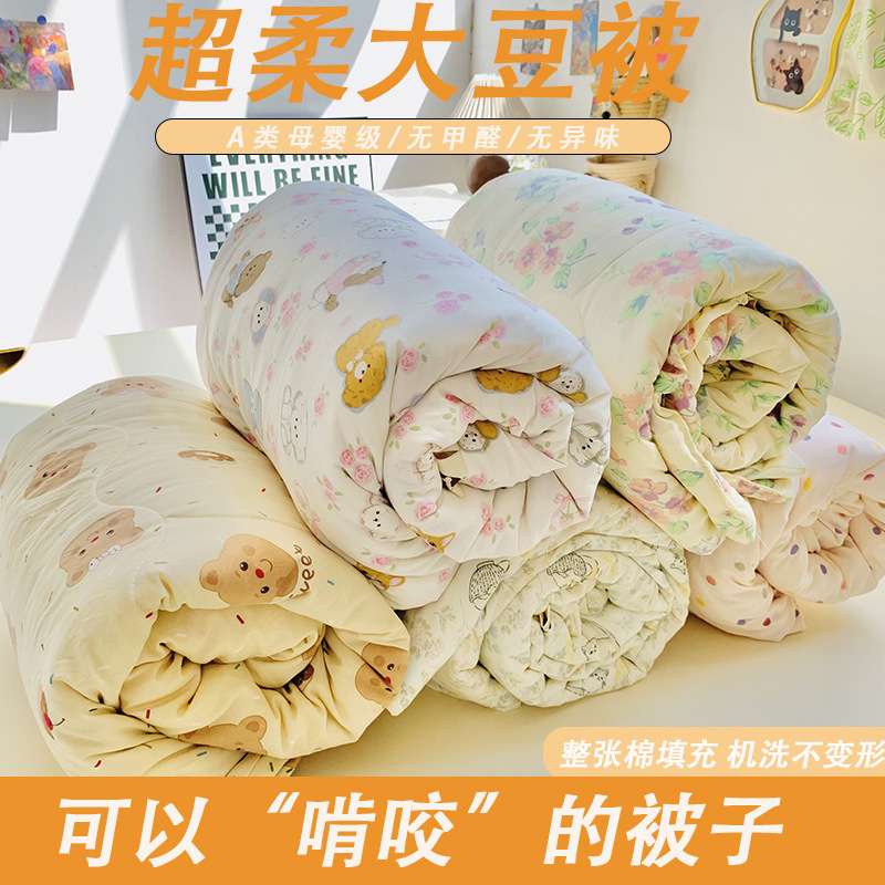A类夏凉被四件套水洗棉轻奢风薄被子大豆纤维夏被三件套单双人被