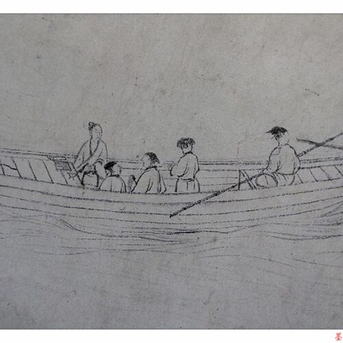 1:1宋 乔仲常《后赤壁赋图》国画宣纸高清微喷复制29.7X642cm