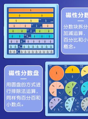 磁性分数盘认知演示器三到五年级学具盒加减运算数字磁力学习用品
