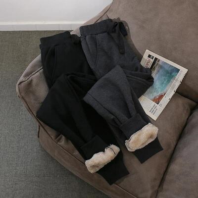 加绒加厚羊羔绒卫裤女2025秋冬新款宽松大码保暖超厚外穿棉长裤子
