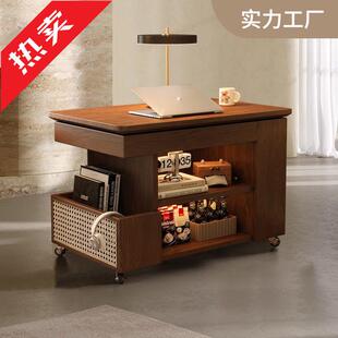 实木现代简约移动茶几边几可移动可升降带轮沙发边几小户型茶台