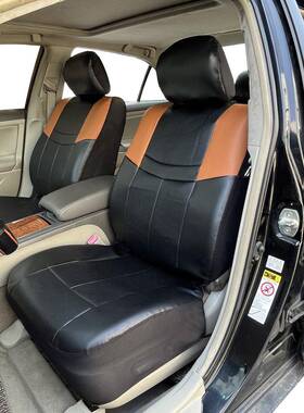 爱车达新款PVC汽车座套椅套四季通用复合海绵PVC棕拼黑色厂家直销
