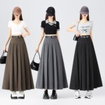 西装长裙大摆裙女春夏季新款垂感伞裙法式气质百搭显瘦A字半身裙