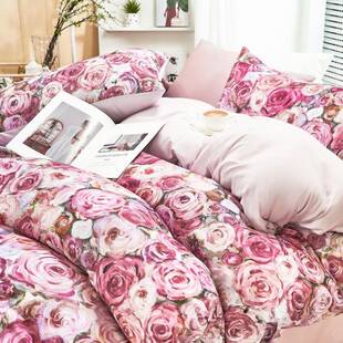 13372全棉轻奢40支精梳纯棉简约时尚数码印花四件套宿舍三件套