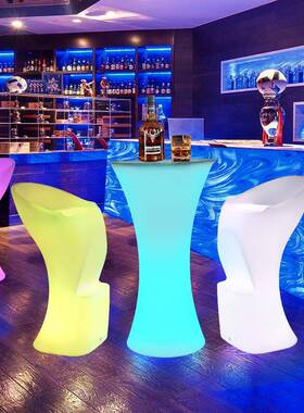 led小蛮腰发光吧台茶几桌KTV酒吧创意高脚桌户外休闲活动鸡尾酒桌