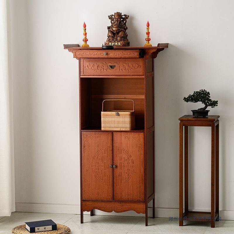 新中式立柜家用简约中式带门立柜台供台经济型贡桌供台香案条案