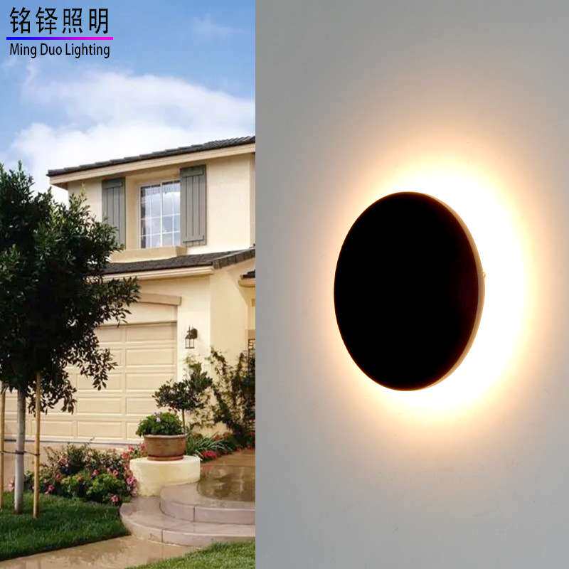 户外壁灯室外防水庭院灯外墙面壁挂灯别墅小花园装饰圆形铝材灯