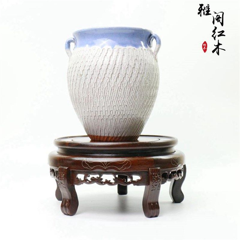 黑檀木中式客厅落地花架花几矮花凳原木盆景鱼缸花盆石头摆件底座图片