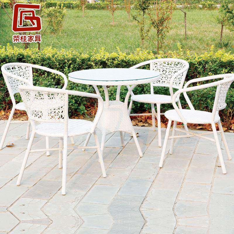 户外休闲家具藤编桌椅白色五件套三件套阳台桌椅厂家