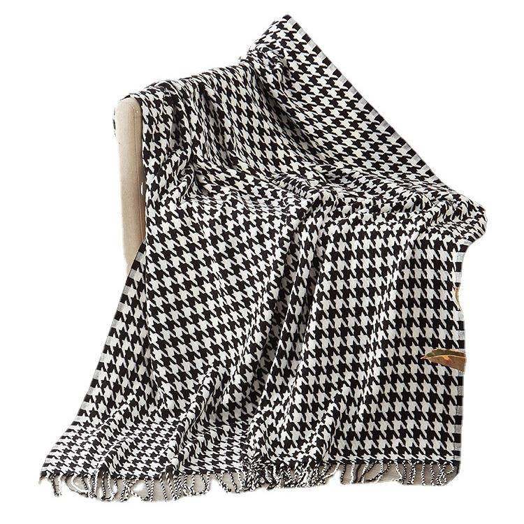 针织梭织黑白千鸟格沙发毯办公室盖毯犬牙花纹狗牙花纹鸡爪纹毛毯,五金/工具,五金工具箱/五金收纳箱,淘宝优惠券,粉丝福利购,淘宝优惠卷