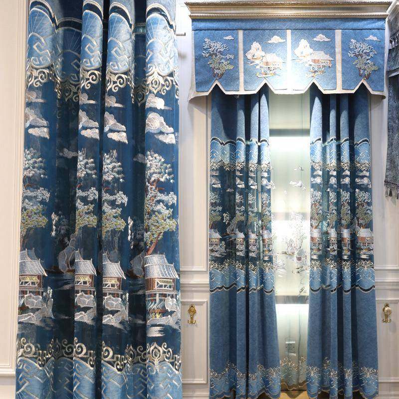 加厚雪尼尔镂空绣花窗帘布料厂家直销客厅餐厅遮阳成品