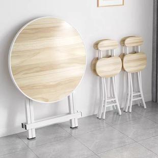 折叠桌家用吃饭圆桌便携简易小户型餐桌椅出租屋宿舍手提式桌子