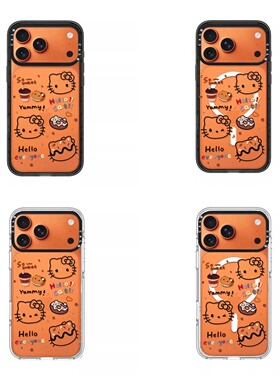 CALG黑色线条kt猫头新款超火磁吸防摔iphone11 12 13 14 15 16 17promax适用苹果手机壳高级感小众