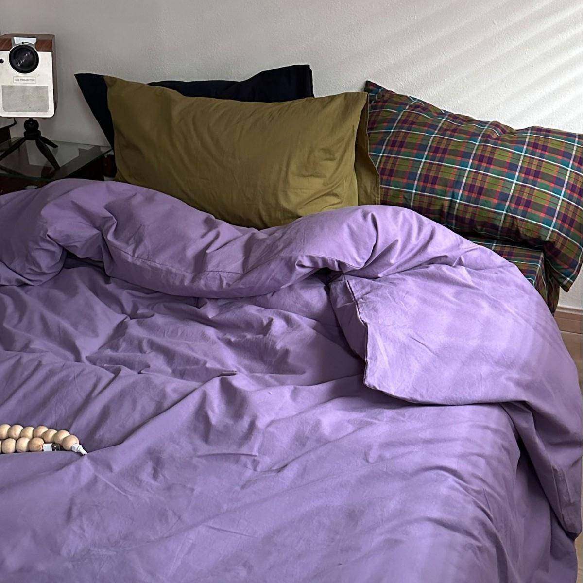 中古风紫格混搭纯棉水洗棉四件套色织全棉床单笠被套撞色床上用品,电子元器件市场,其它元器件,淘宝优惠券,粉丝福利购,淘宝优惠卷