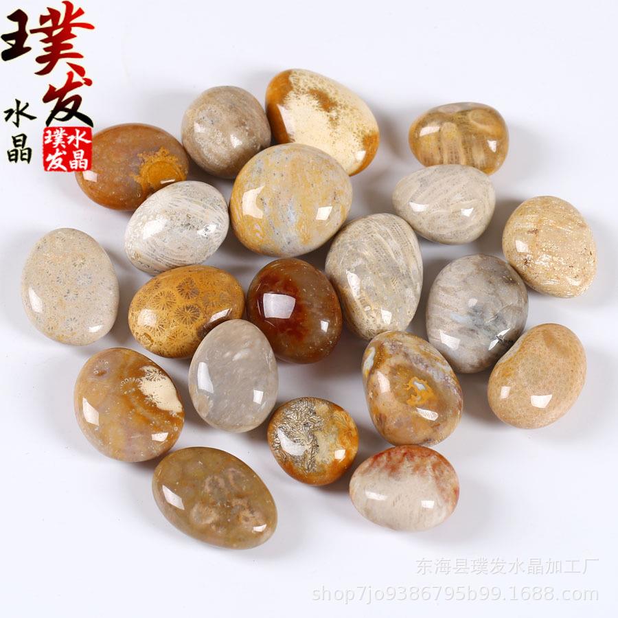 珊瑚玉滚石 菊花石大颗粒打磨石 鱼缸石景观装饰