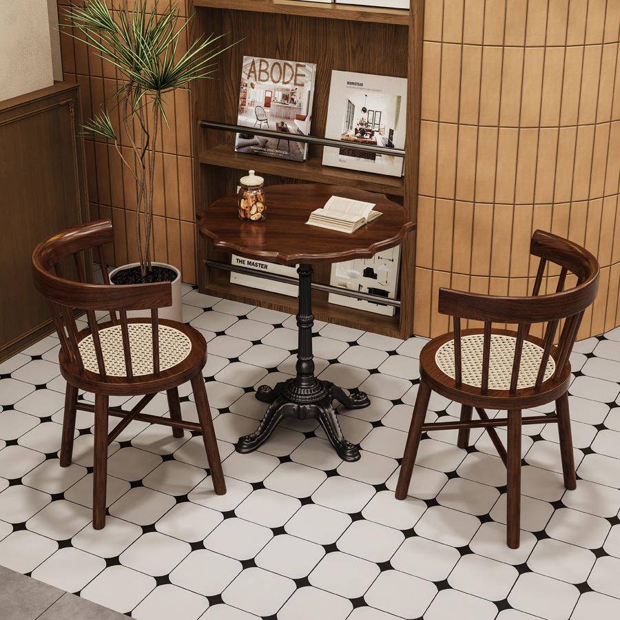 中古风餐厅桌椅咖啡厅餐饮店卡座沙发桌椅饭店餐馆餐桌椅组合
