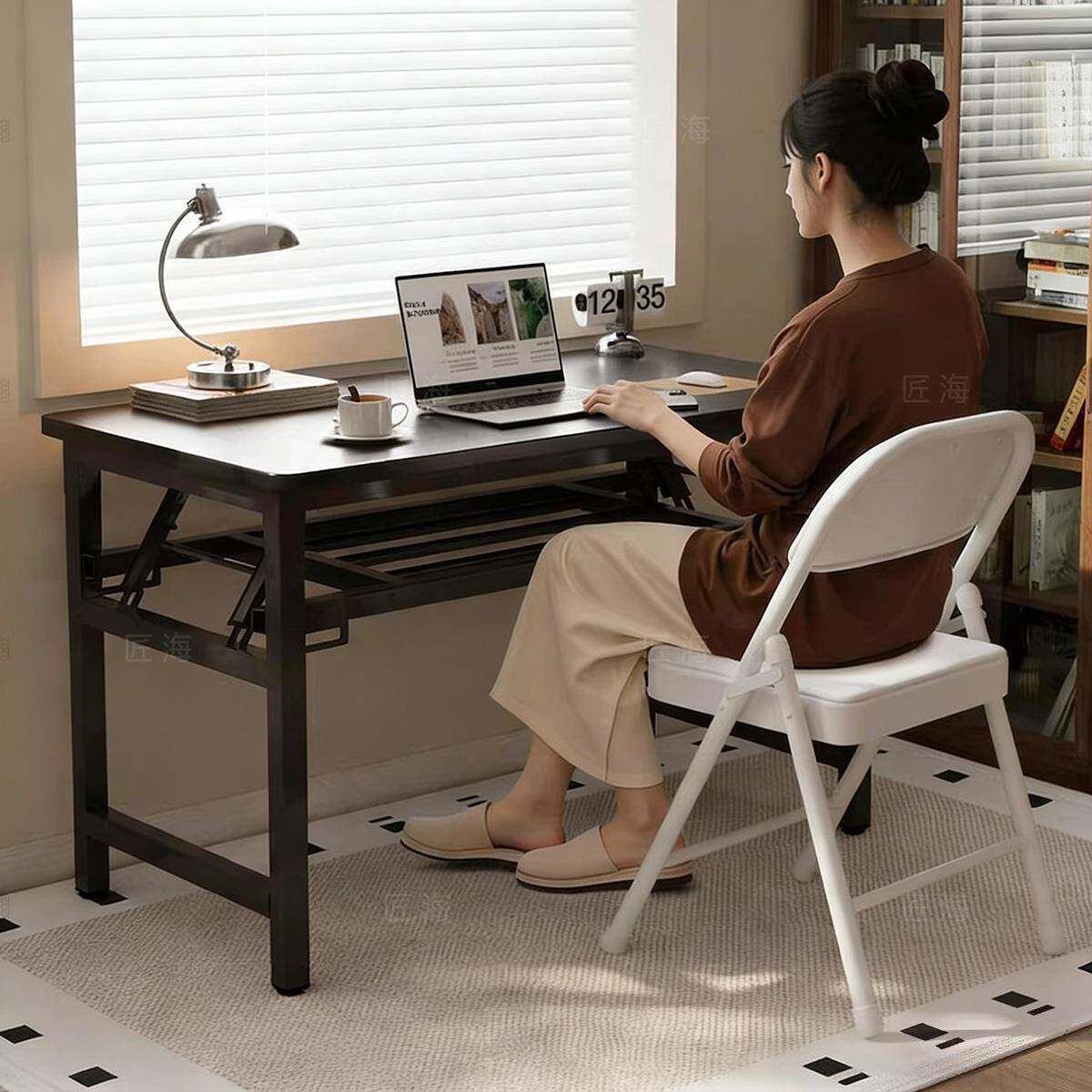 匠海折叠桌办公桌电脑桌出租屋折叠桌椅套装免安装长方形吃饭桌子