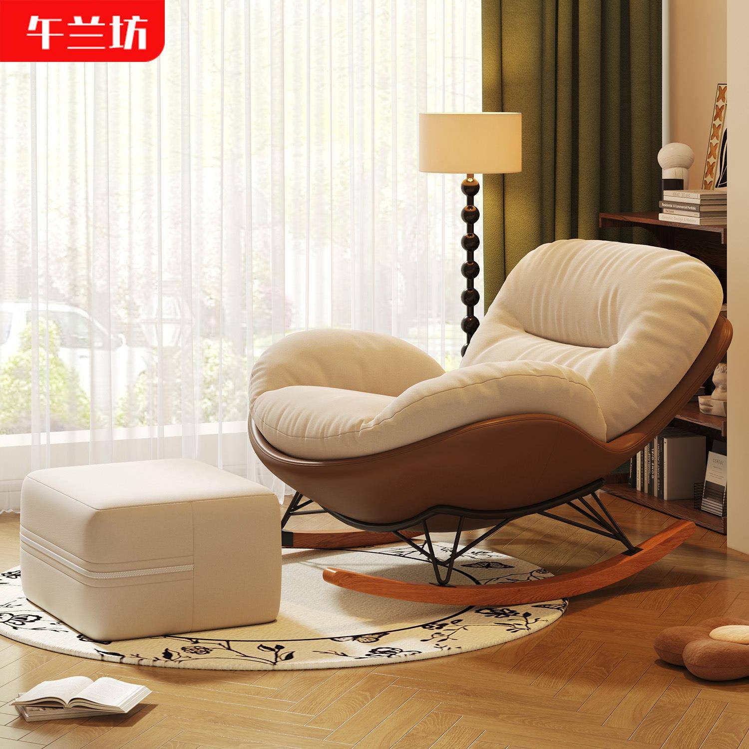蛋壳摇摇椅躺椅阳台家用休闲人懒人沙发客厅逍遥可躺可睡成人摇椅