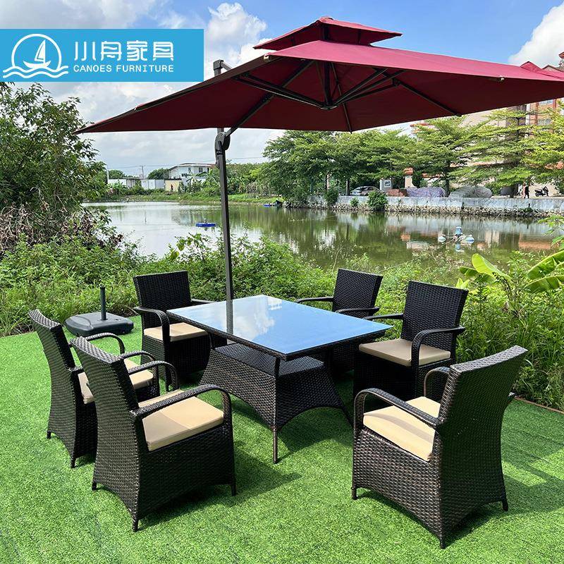 户外天台阳台藤编桌椅组合室外花园庭院手工编织防水防晒茶几椅子