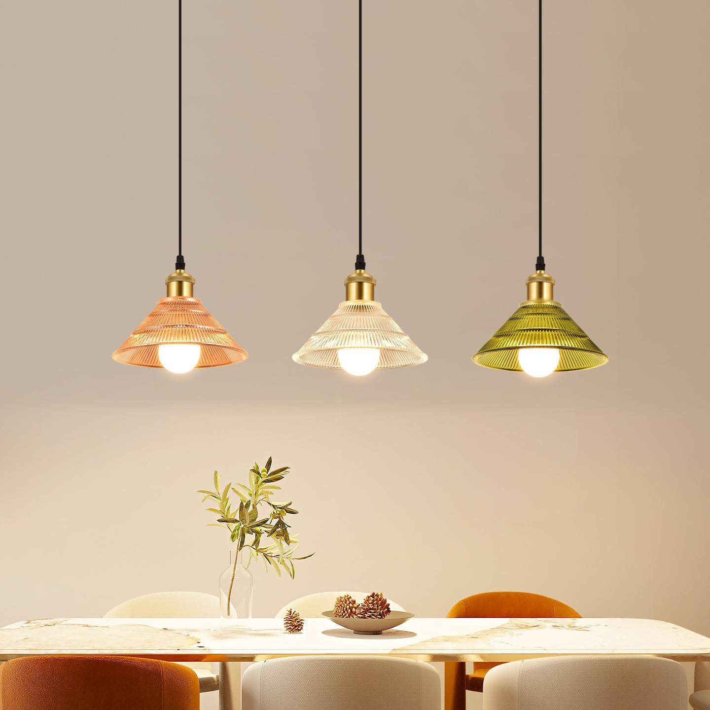 餐厅吊灯复古玻璃饭厅餐桌灯中古风吧台餐厅灯中山灯具床头灯L271