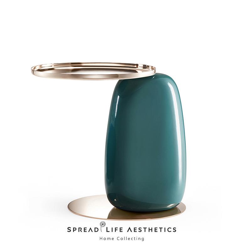 摩登轻奢设计师创意异形金属托盘茶几客厅沙发彩色边几