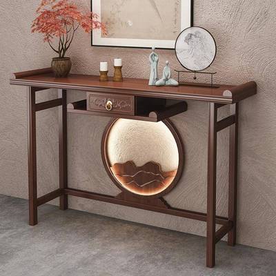 新中式玄关桌实木条案客厅入户门厅供桌靠墙案几乌轻奢楠竹玄关柜