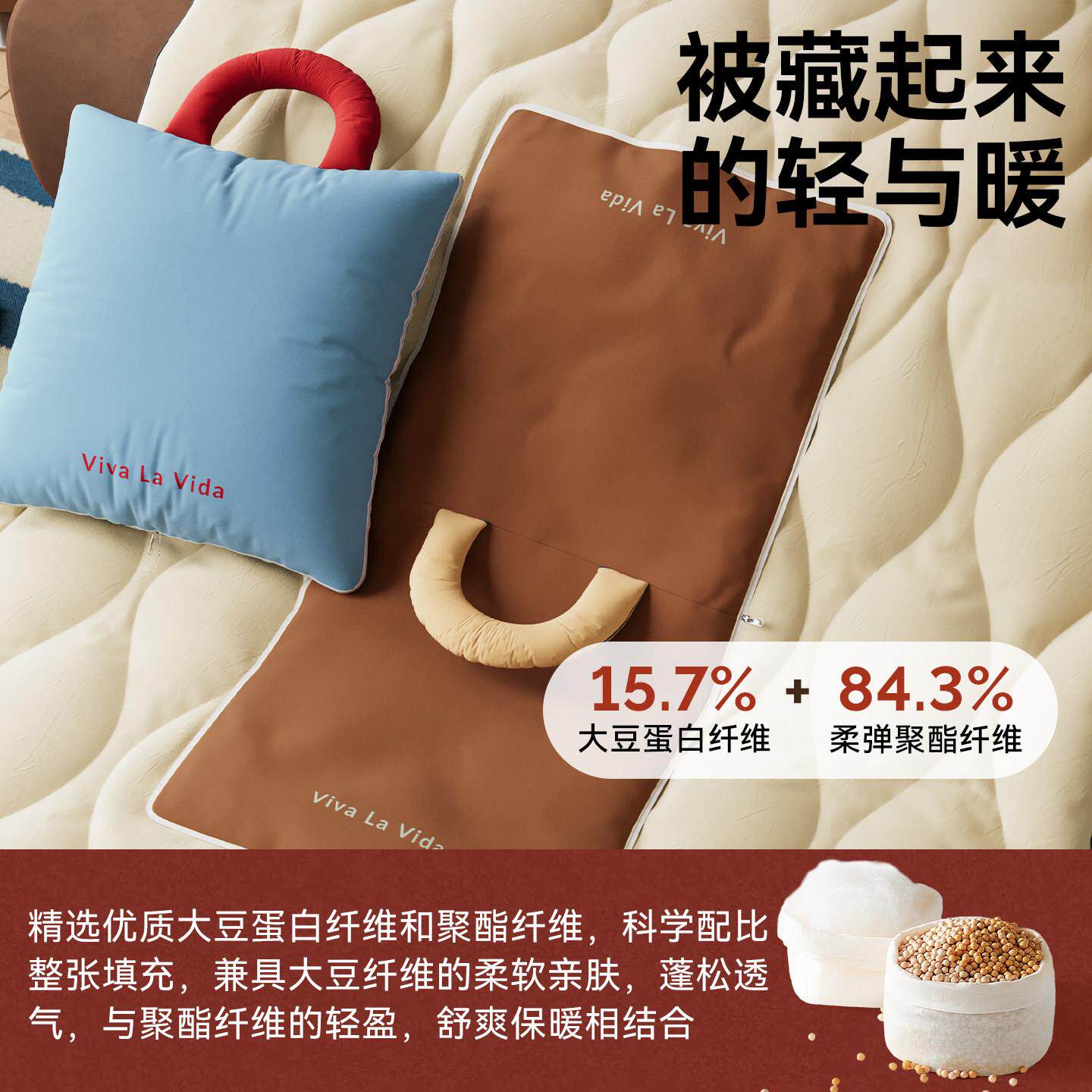 御尚居叠抱枕被两便携式车用纯色HLRCMKTB折枕头毯用子二合一办公
