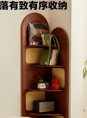 法式古中实木转角书F99J87TS架置物架多层收拐纳柜厅三角形角客储