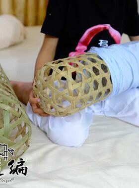 竹夫人抱枕竹夹膝抱节君竹编日XKE枕头手纯工制作人儿成童夏纳凉
